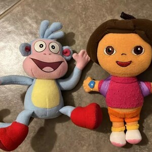 Vintage Dora The Explorer and Boots Monkey Mini Plush Set 4"