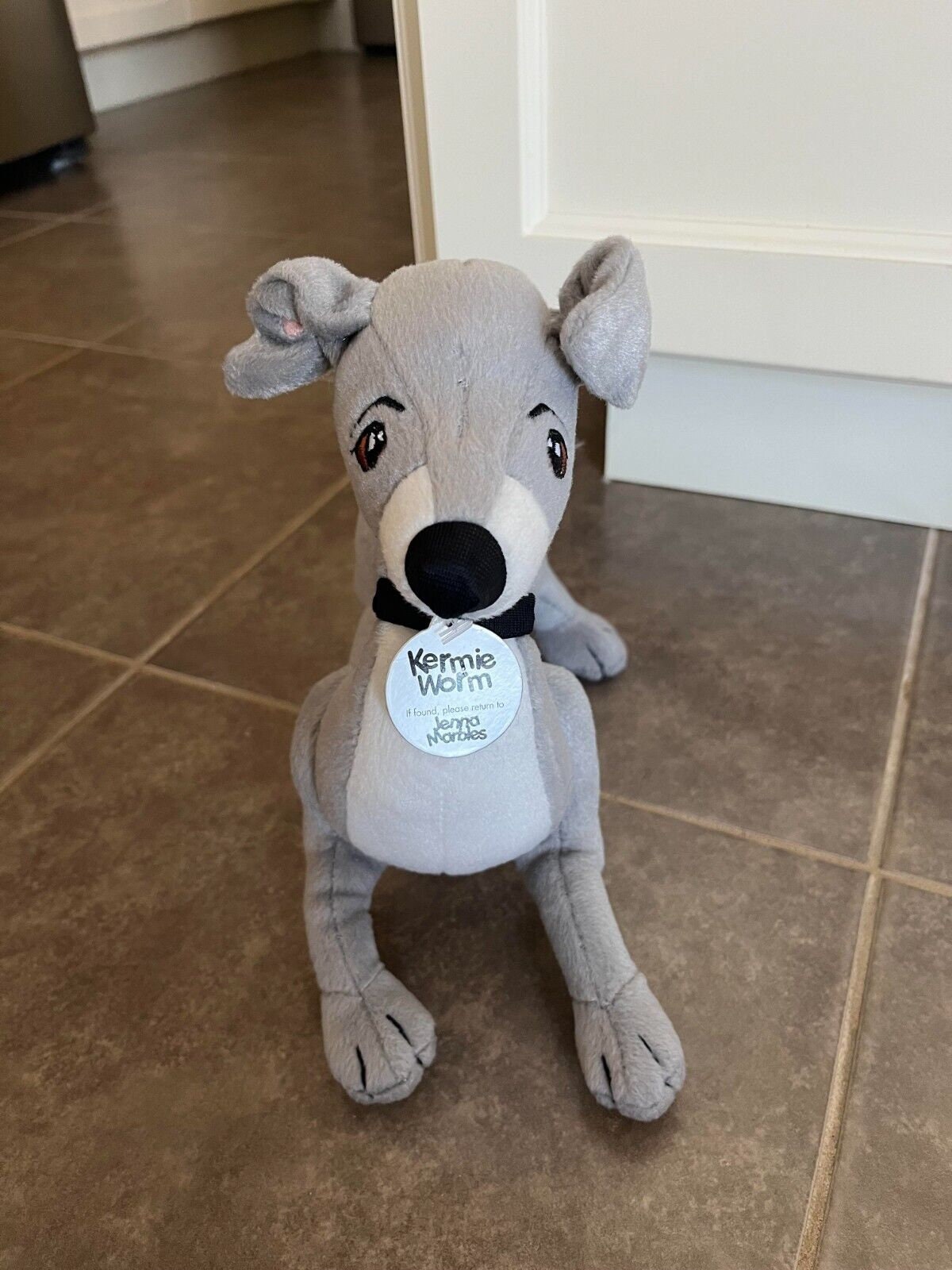 Kermie Worm Greyhound Dog Squeak Toy Stuffed Doll Plush 9