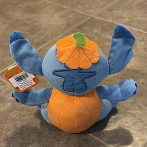 Disney Stitch Halloween Pumpkin Jack-O-Lantern Stuffed Animal Plush 7 inch image 2