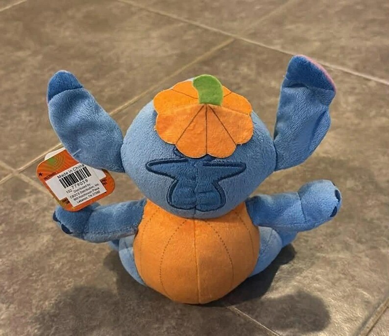 Disney Stitch Halloween Pumpkin Jack-O-Lantern Stuffed Animal Plush 7 inch image 2