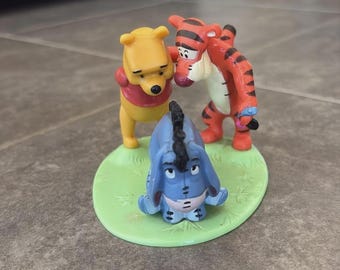 Winnie the Pooh Cake Topper Plastic Pooh Tigger Eeyore 3" Tall Birthday Baby