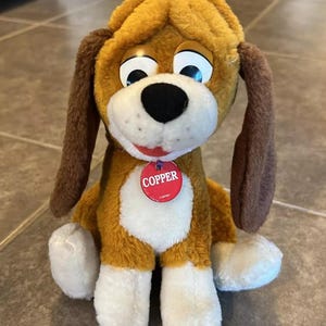 Vintage Disney Fox and the Hound Copper Plush Stuffed Animal Hound