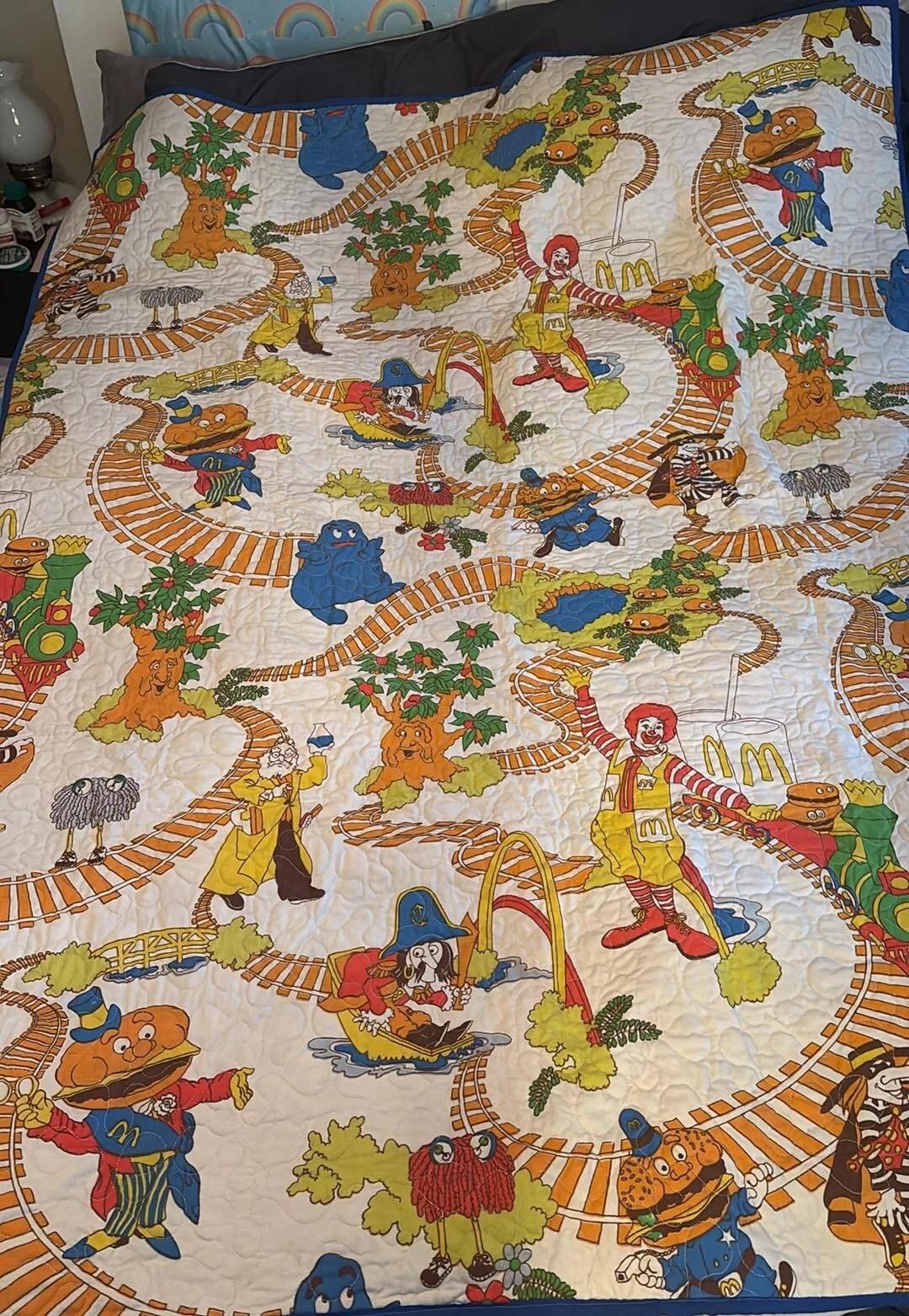 Vintage Mcdonalds Twin Quilt Comforter Blanket Grimace Hamburglar
