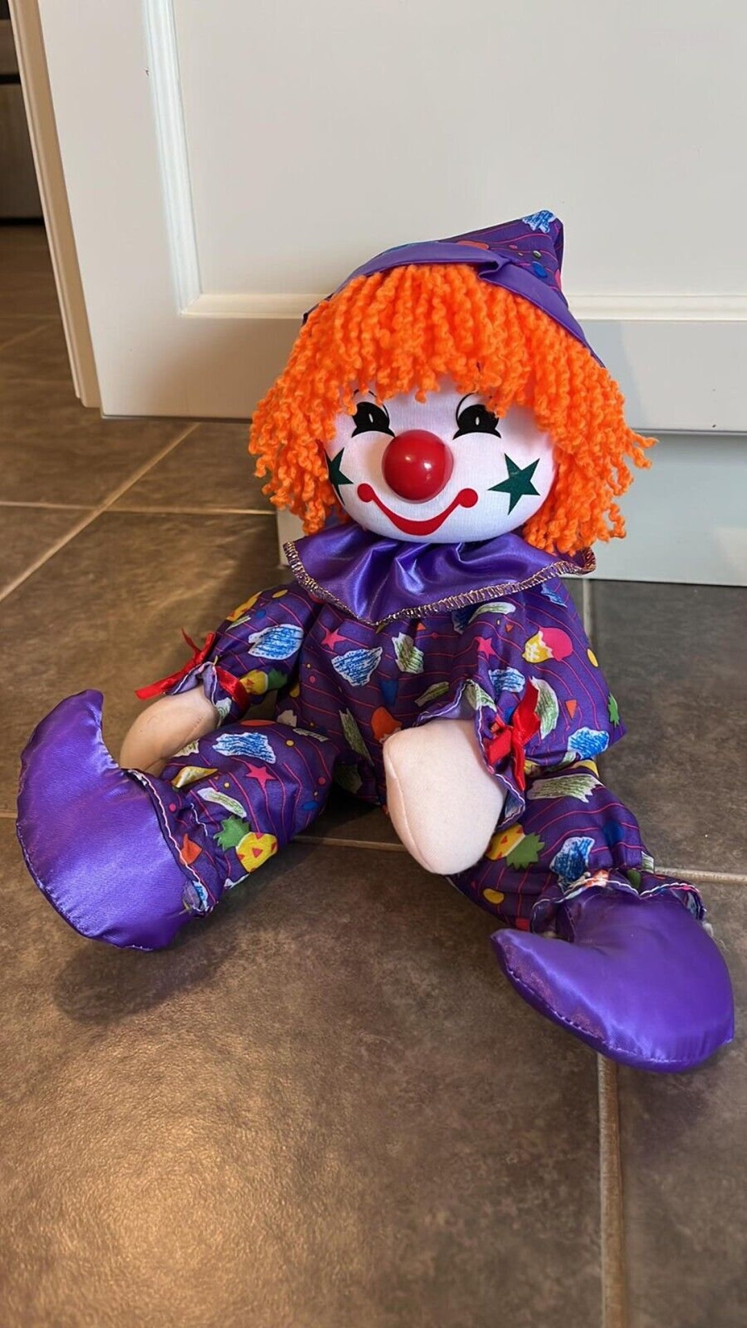 Vintage Ice Cream Cone Clown Sitting Doll Sound Doesn't Etsy Australia