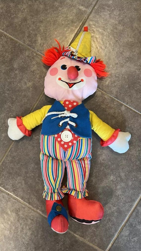 Vintage 1984 Fisher Price Learn to Dress Clown 16 Plush Doll Stuffed Toy Etsy