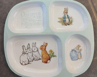 Vintage Peter Rabbit Children's Plastic Bowl and Divided Plate