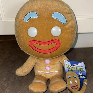 Gingerbread Man Plush Soft Stuffed Doll Shrek Big Headz Head 11"