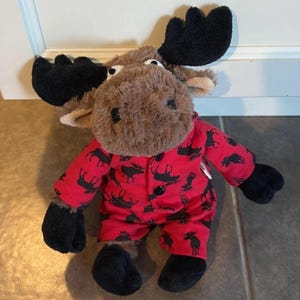 Little Blue House Brown Moose in Pajamas Plush 10" Stuffed Animal image 1