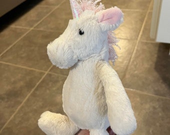 Jellycat 8 inch Bashful Unicorn Soft toy white & pink Small size