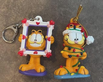 Vintage 1981 Garfield Christmas Ornament and Keychain Figures - Etsy