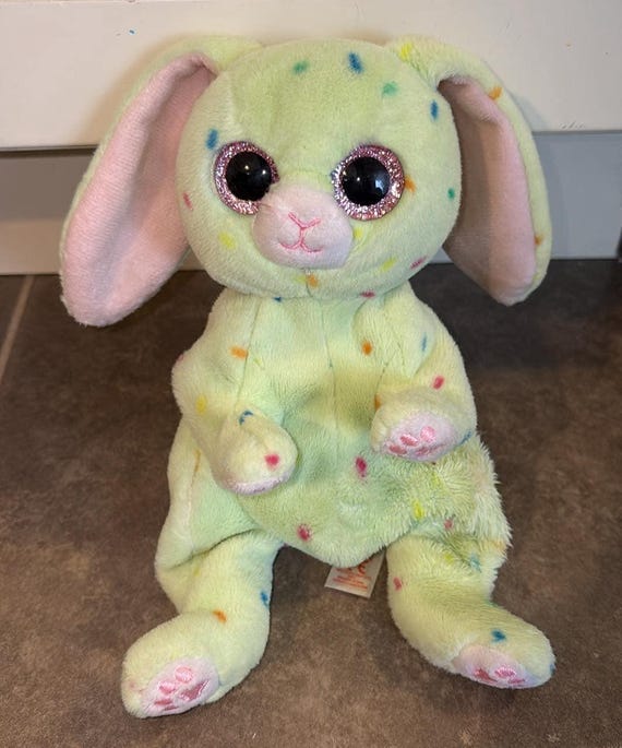 Ty Beanie Baby Bellies PERIDOT le lapin vert de Pâques 15 cm