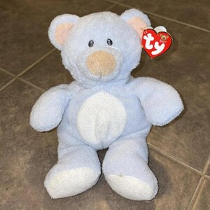 2006 Ty Pluffies baby blue bear love to baby teddy 10”