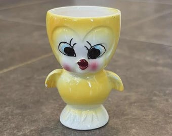 Vintage 60s Ceramic Yellow Anthropomorphic Baby Birds Egg Cup - Etsy
