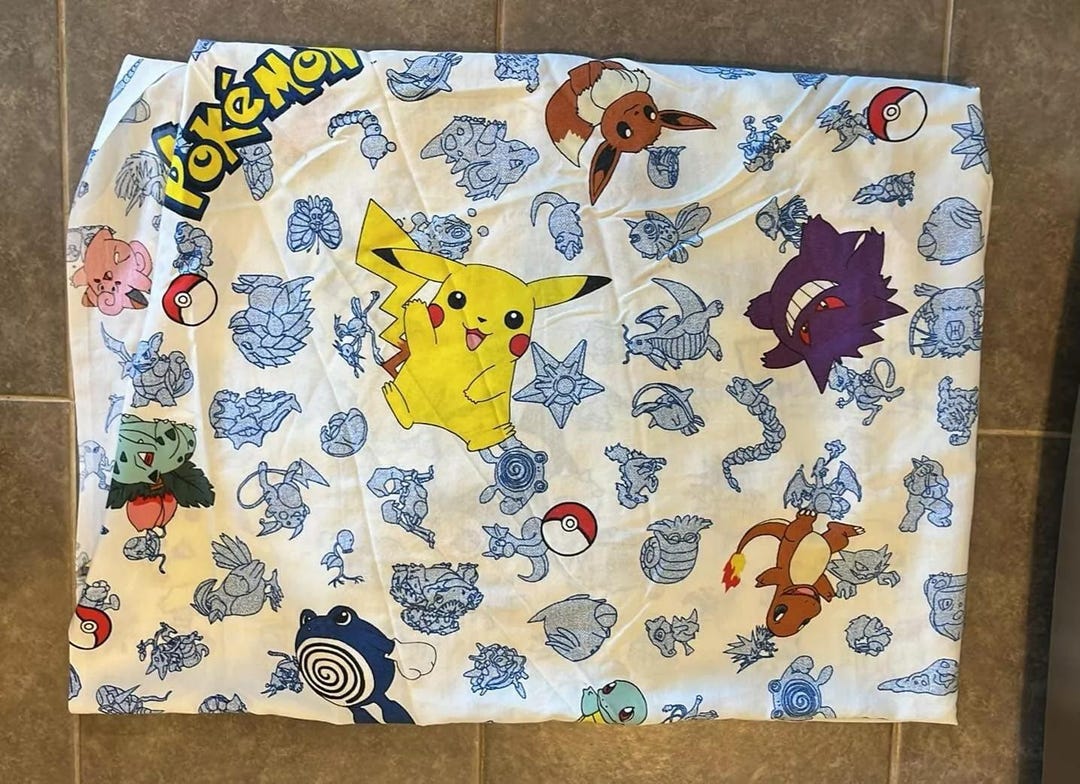 Vintage 1998 Pokemon Pikachu Twin Bed Sheet Fitted Nintendo - Etsy