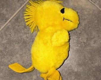 Vintage Peanuts Woodstock 1972 Plush Snoopy Stuffed Animal Yellow Bird 7 inch