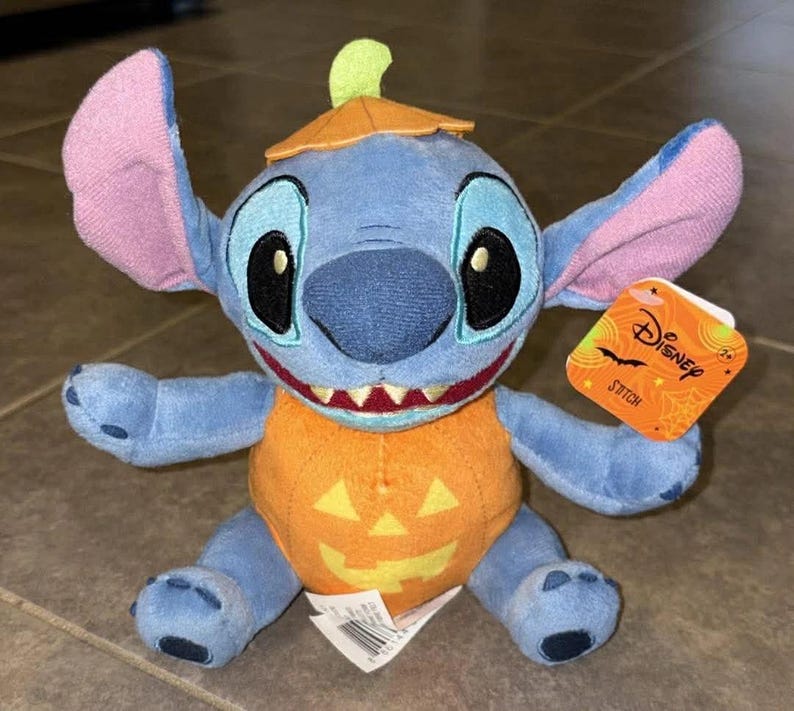 Disney Stitch Halloween Pumpkin Jack-O-Lantern Stuffed Animal Plush 7 inch image 1