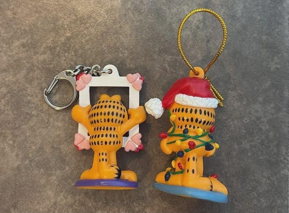Vintage 1981 Garfield Christmas Ornament and Keychain Figures - Etsy