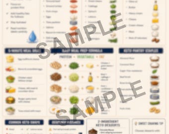 Keto Meal Prep Quickie Printable | Low Carb Food Guide, Beginner Reference (Digital Download)
