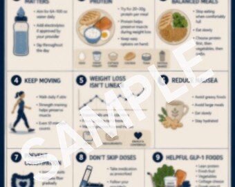 GLP-1 Success Quickie Printable | Ozempic & Mounjaro Tips Guide | Weight Loss Medication Cheat Sheet | Wellness Planner PDF | Life Quickies