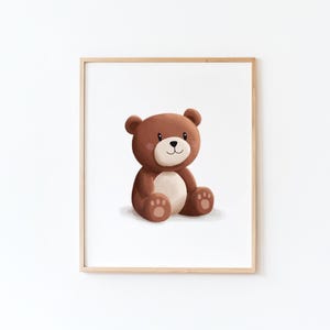 Poster "Orsetto" per la cameretta del bambino di Tendre Imaginaire, adorabile decorazione da parete, regalo di nascita, arte per bambini morbida e rilassante.
