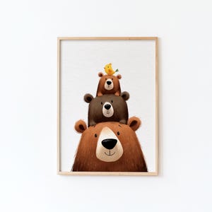 Baby room decoration bear family by Tendre Imaginaire, funny illustration for baby's room
