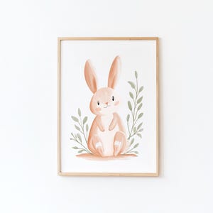 Póster de conejo para habitación de bebé de Tendre Imaginaire, decoración de pared infantil, póster suave de animales para niños.