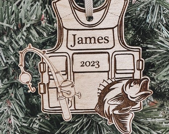 Personalized/Engraved Fisherman Christmas Ornament