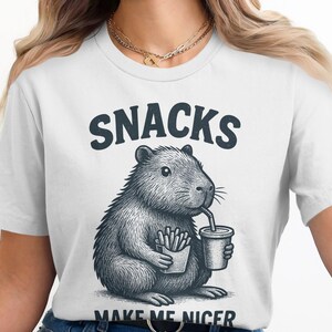 Funny Beaver T-Shirt: Snacks Make Me Nicer - Unisex Cotton Tee