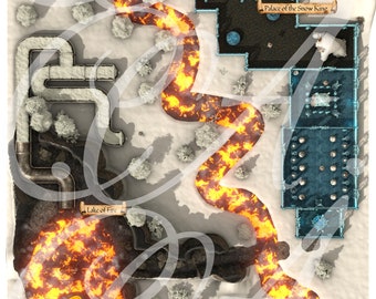 Lake of Fire - D&D Battle Map VTT - Hell Lava Encounter Map