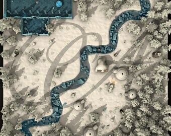 Into the Fields of Snow VTT - VTT Snow Battle Map - Winterlandschap voor fantasy-RPG
