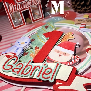 Topo de bolo para menino / Ho Ho Ho / Decoração de Papai Noel / Aniversário de Natal ONE / Decoração de festa personalizada / Papai Noel
