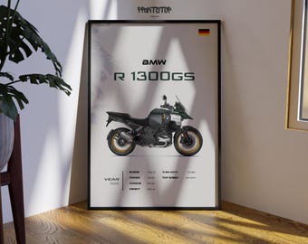 BMW R1300GS Poster – Adventure Motorcycle Wall Art, Touring Bike Print, Garage Decor