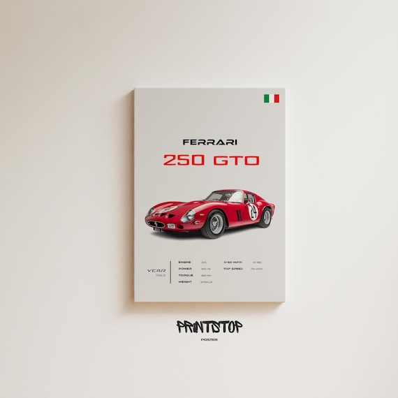 フェラーリ 250 GTO ポスター Galleria Ferrariで購入 Ferrari 250 GTO Poster: 1963 Classic Italian Racing Car Print - Etsy