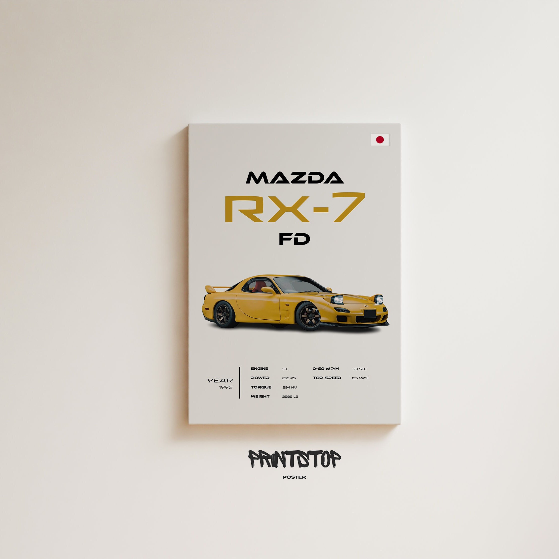 Mazda RX-7 FD 1992 Poster: Japanese Sports Car Print - Etsy