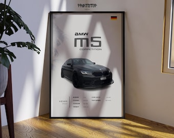 BMW M5 Competition Poster, Luxury Sports Car Wall Art, M5 Comp Print