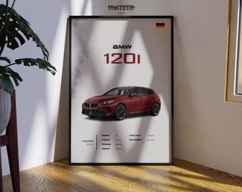 BMW 120i Poster | Sports Car Wall Art | Car Lover Gift | Garage Decor