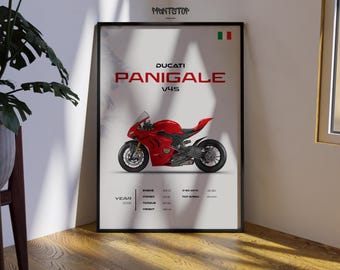 Ducati Panigale V4 S Poster – Superbike Wall Art, Italian Motorcycle Print, Garage Decor