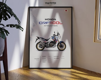 Honda Africa Twin CRF1100L Poster – Adventure Motorcycle Wall Art, Touring Bike Print, Garage Decor