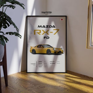 Mazda RX-7 FD 1992 Poster, Iconic Japanese Rotary Engine Sports Car Print, Collector&#39;s Edition for Car Enthusiasts