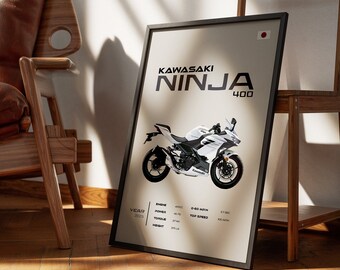 Kawasaki Ninja 400 Motorcycle Poster: Sleek Bike Art Print