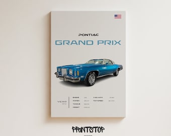 Póster del Pontiac Grand Prix de 1972: Impresión de un muscle car americano clásico