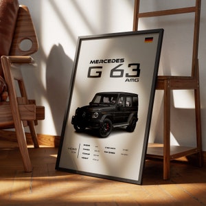 Póster de Mercedes G63 AMG, arte mural de SUV de lujo, decoración contemporánea para el hogar, impresión para amantes de los coches, regalo para habitación de niño