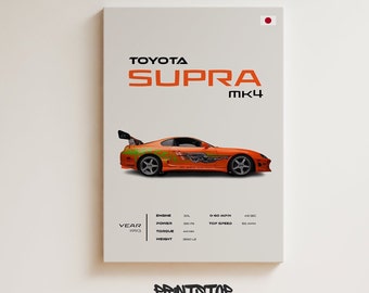 Toyota Supra MK4 Poster: 1993 JDM Car Art Print