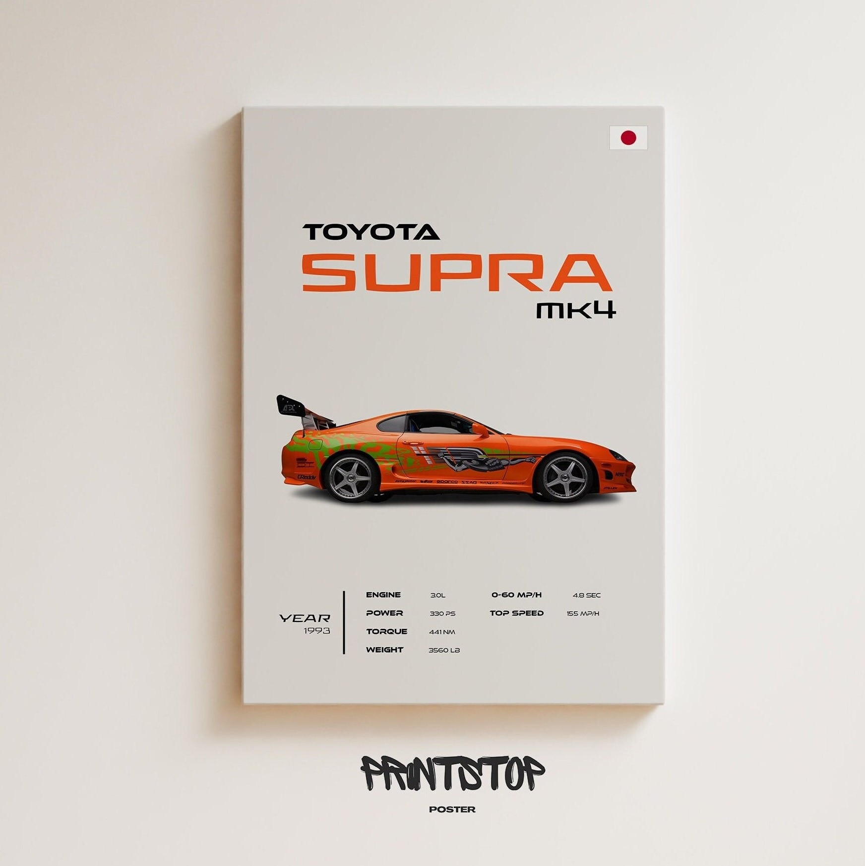 Toyota Supra MK4 Poster: 1993 JDM Car Art Print - Etsy