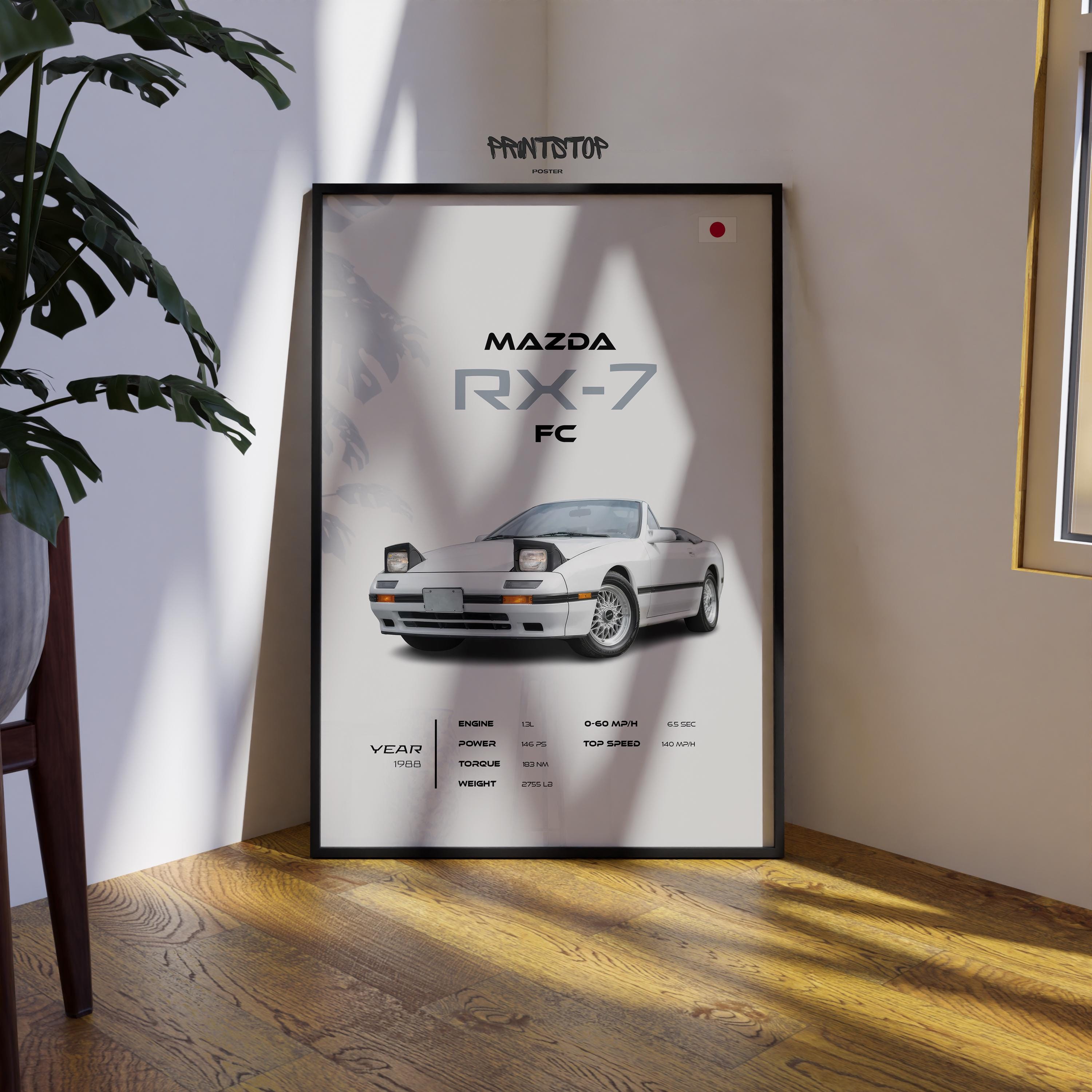 Mazda RX-7 FC Poster: 1988 Japanese Sports Car Wall Art - Etsy