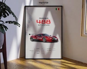 Ferrari 488 GT3 EVO Poster | Racing Supercar Wall Art