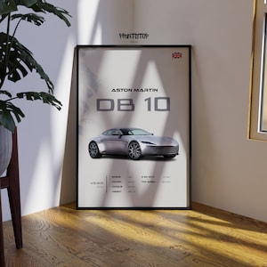 Aston Martin DB10 Poster - 2015 Limited Edition Supercar Wall Art - James Bond Car Print - Automotive Decor - Gift for 007 Fans