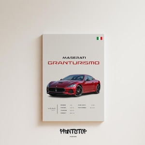 Maserati GranTurismo Poster - Italian Luxury Sports Car Wall Art - Exotic Car Print - Automotive Decor for - Ideal Gift for Maserati Fans