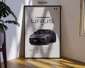 Lamborghini Urus S Poster, Luxury Super SUV Wall Art