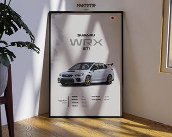 Subaru WRX STI Poster, Rally Car Wall Art, JDM Performance Print, Subaru Artwork